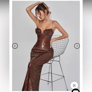 NWOT Lorelei Brown Sequin dress